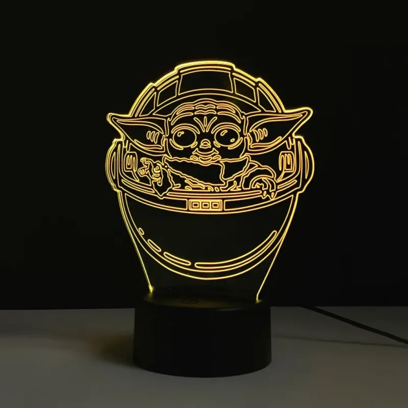 3Dmix 3DL-WD048 – 3D LED nočná lampa - Baby Yoda (Star Wars – Mandalorian) (Wood)