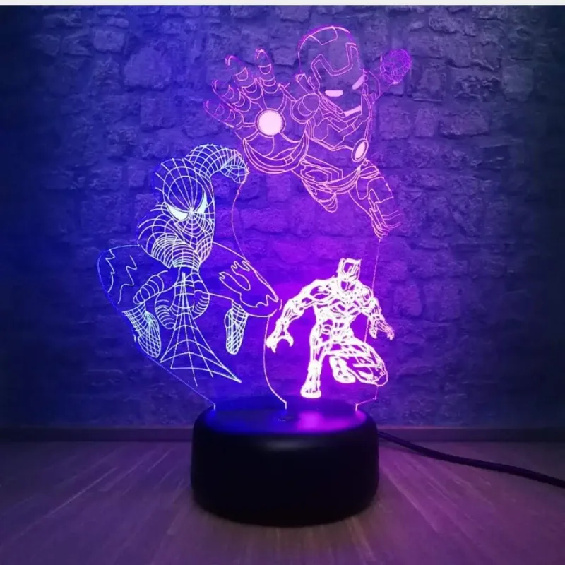3Dmix 3DL-BSC051 – 3D LED nočná lampa - Avengers – Ironman, Spider-man, Batman