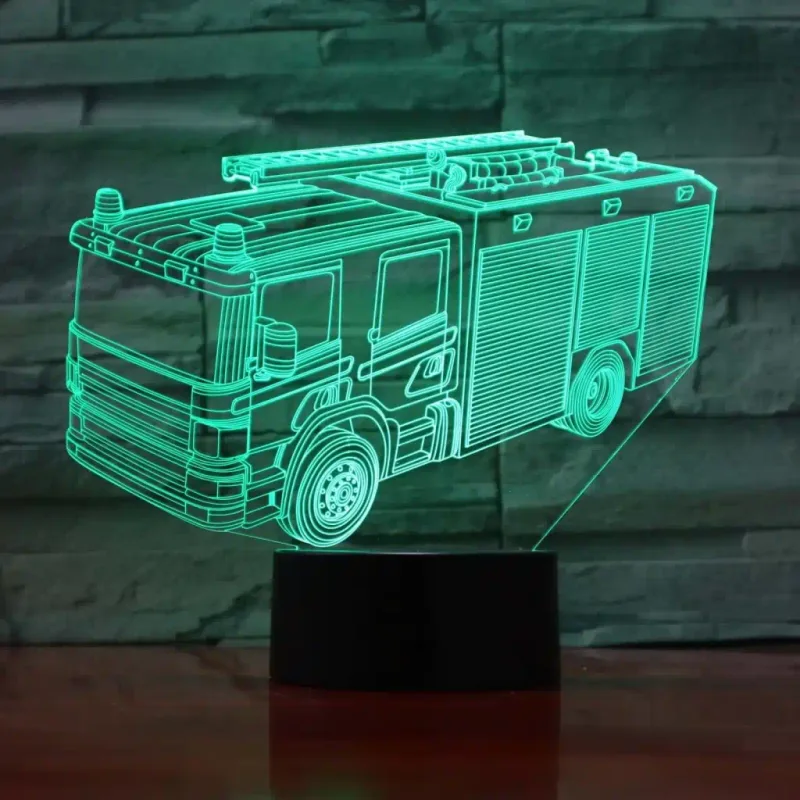 3Dmix 3DL-SL055 – 3D LED nočná lampa - Hasičské auto (Solar)