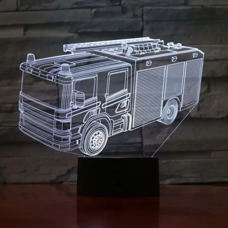 3Dmix 3DL-CRK055 – 3D LED nočná lampa - Hasičské auto (Crack základňa)