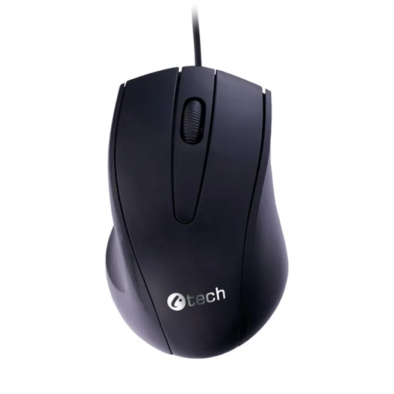C-TECH Myš WM-07/Ergonomická/Optická/Pro praváky/1 200 DPI/Drátová USB/Černá WM-07