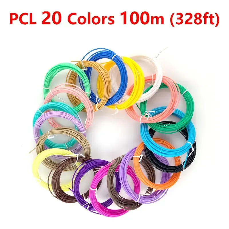 Tlačová struna (filament) pre 3D pero - mix 20 farieb, 100 m, 1,75 mm, PCL
