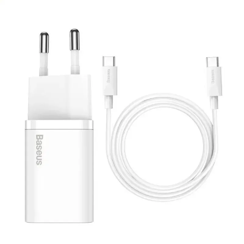 NONAME Baseus rychlonabíječka do sítě Super Si USB-C PD QC 25W (s kabelem USB-C na USB-C) bílá 6953156206038