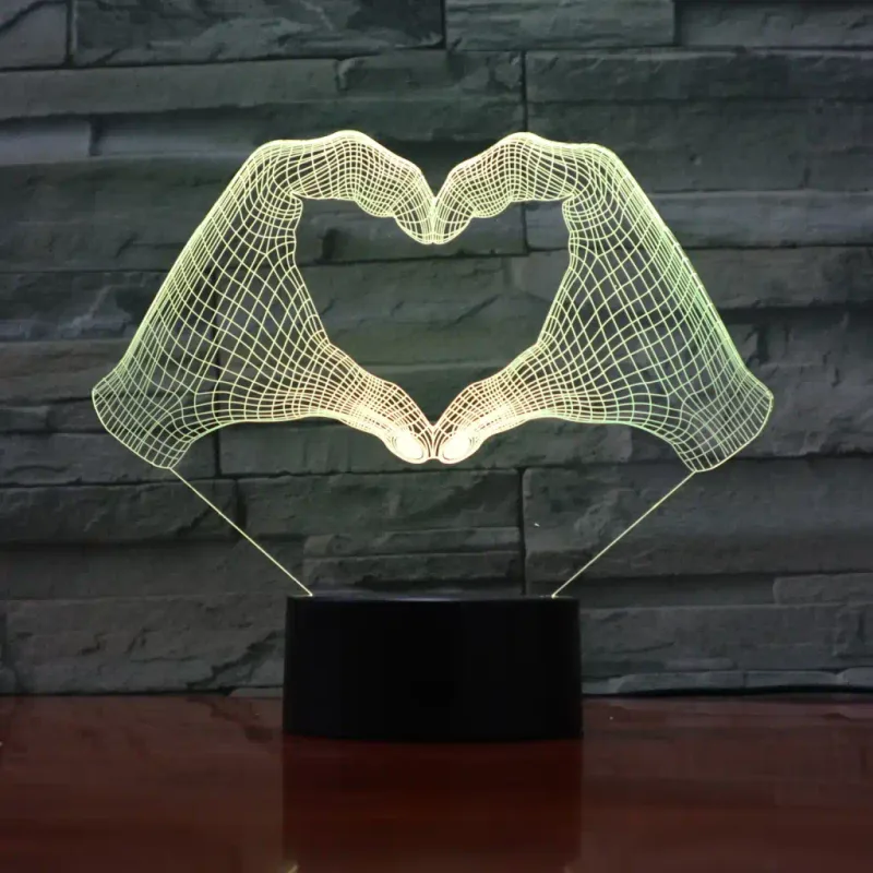 3Dmix 3DL-CLK013 – 3D LED nočná lampa - Srdce z rúk (Hodiny s budíkom)