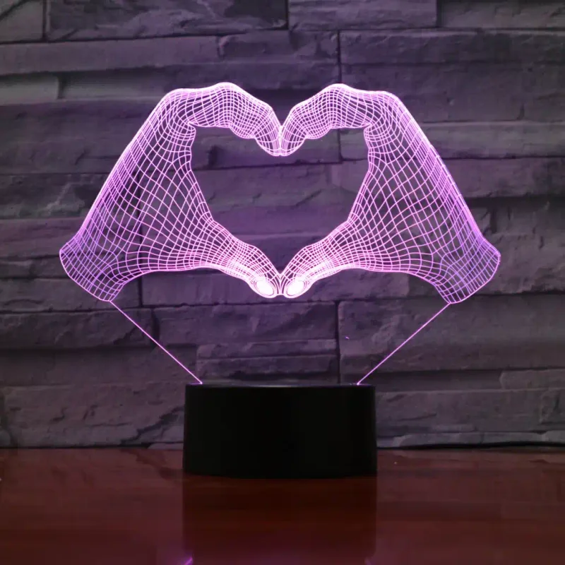 3Dmix 3DL-BTC013 – 3D LED nočná lampa - Srdce z rúk (Bluetooth reproduktor - farba čierna)