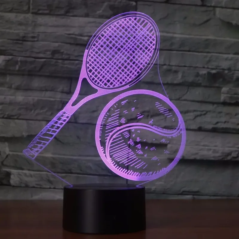 3Dmix 3DL-CRK007 – 3D LED nočná lampa - Tenisová raketa a lopta (Crack základňa)