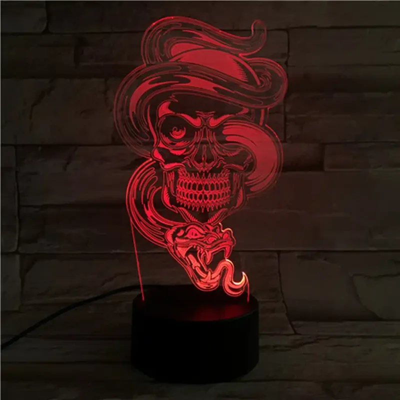 3Dmix 3DL-SMRT030 – 3D LED nočná lampa - Lebka s hadom (Smart)