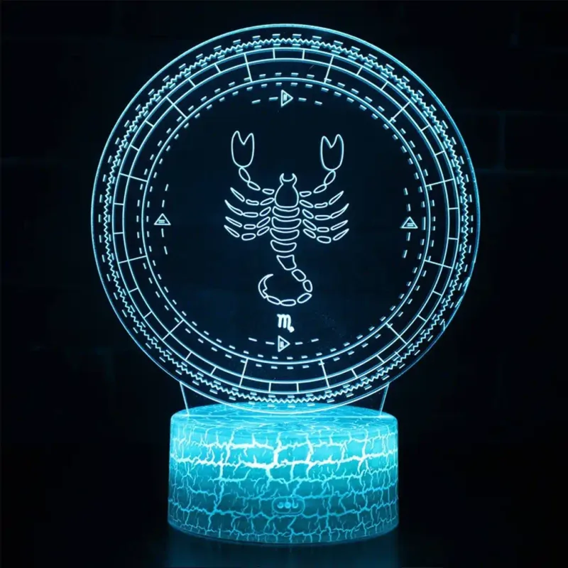 3Dmix 3DL-CRK081 – 3D LED nočná lampa - znamenie zverokruku Škorpión (Crack základňa)