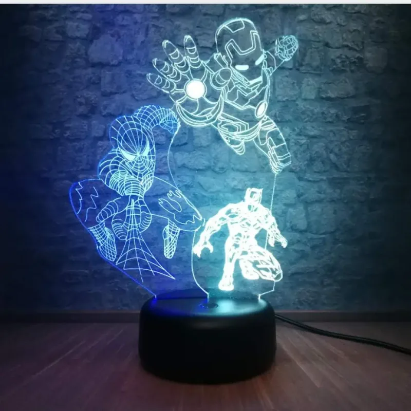 3Dmix 3DL-CRK051 – 3D LED nočná lampa - Avengers – Ironman, Spider-man, Batman (Crack základňa)