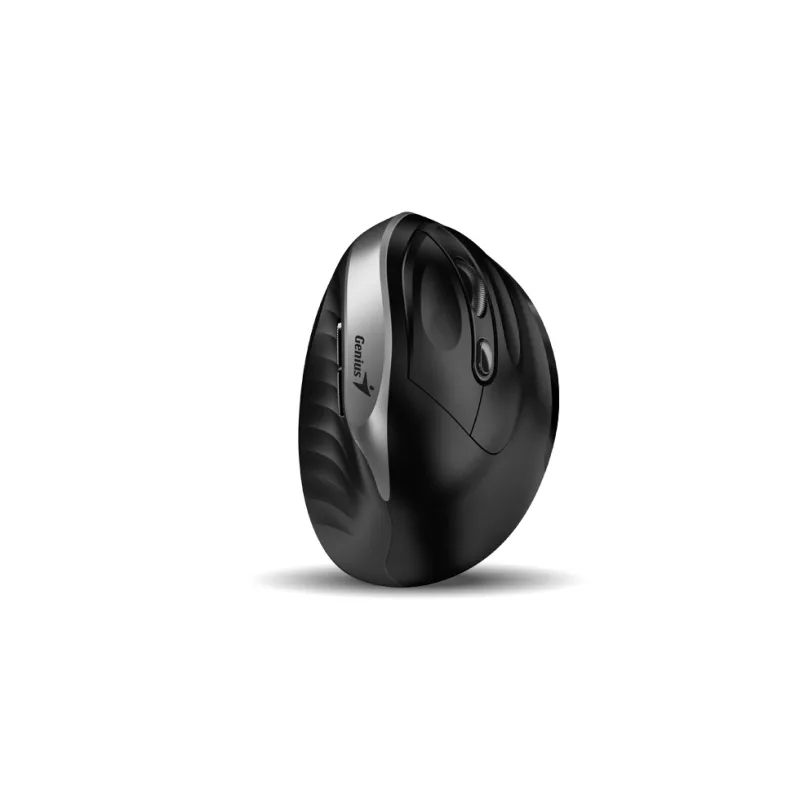 Genius Ergo 8250S/Vertikální/Optická/Pro praváky/1 600 DPI/Bezdrátová USB/Černá-stříbrná 31030031401
