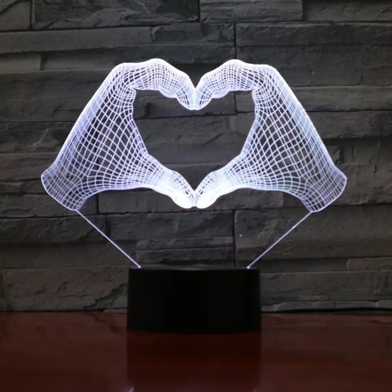 3Dmix 3DL-BTB013 – 3D LED nočná lampa - Srdce z rúk (Bluetooth reproduktor - farba biela)