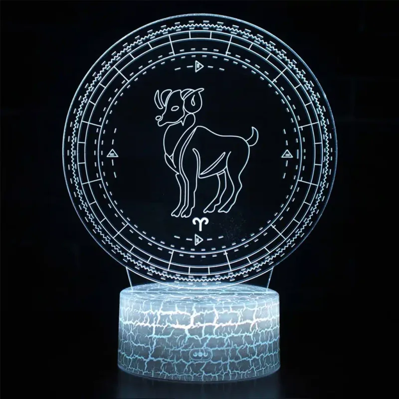 3Dmix 3DL-CRK072 – 3D LED nočná lampa - znamenie zverokruku Baran (Crack základňa)