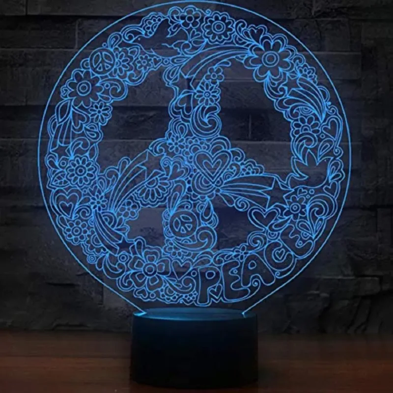 3Dmix 3DL-CRK002 – 3D LED nočná lampa - Hippies (Crack základňa)