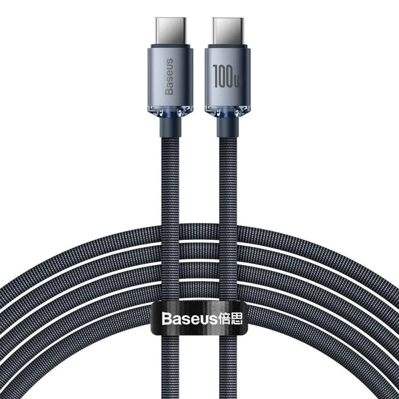 NONAME Baseus CAJY000701 Crystal Shine Series Datový Kabel USB-C - USB-C 100W 2m Black 6932172602895