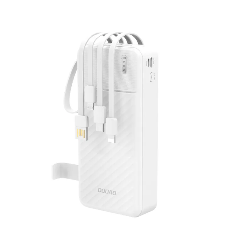 Powerbanka Dudao K11 Pro 20000mAh so vstavanými káblami – biela