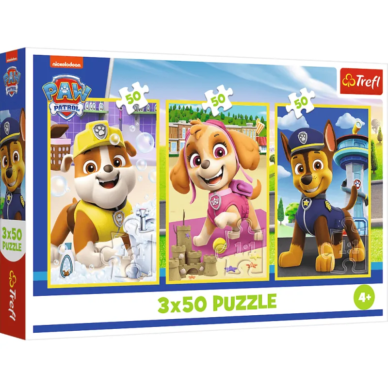 Puzzle pre deti Trefl 3x50 dielikov Tlapková patrola: Naši psíkovia 3v1