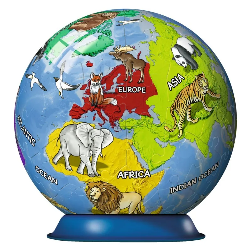 Ravensburger 3D Puzzleball Detský glóbus so zvieratami (anglický) 72 dielikov