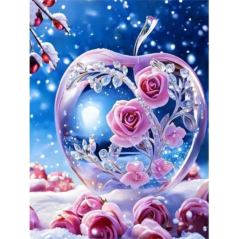 Diamantové maľovanie Norimpex 40x30 cm Sklenené jablko s ružami