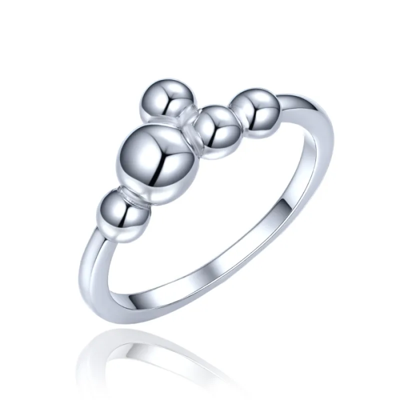 Elegantný strieborný prsteň s guľôčkami MINET JMAS0313SR, 55, 1.95 g