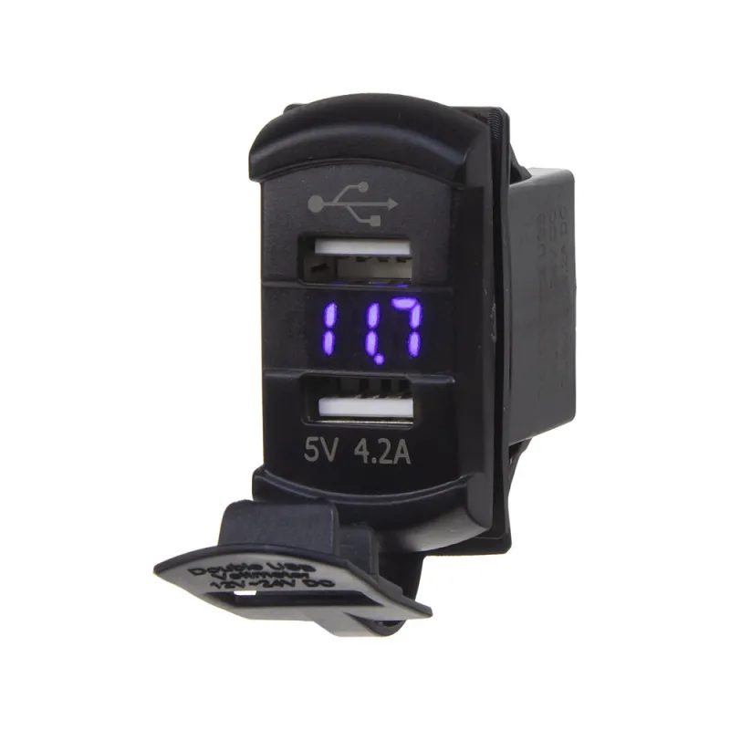 2x USB zásuvka s voltmetrem "Rocker" 34554b
