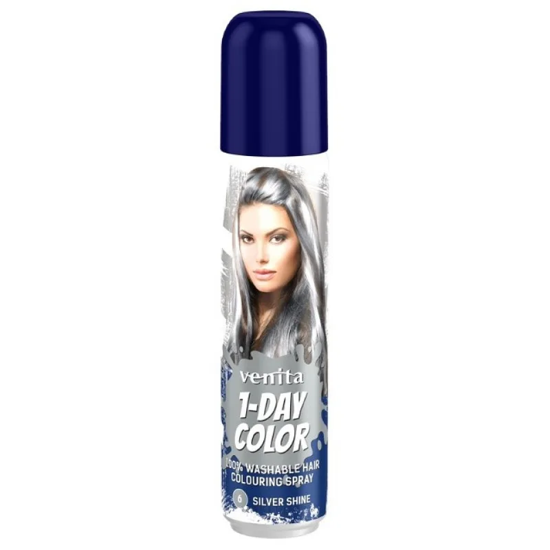 VENITA 1-DAY Colouring Spray 6 SILVER SHINE - farebný sprej na vlasy 50ml - strieborný