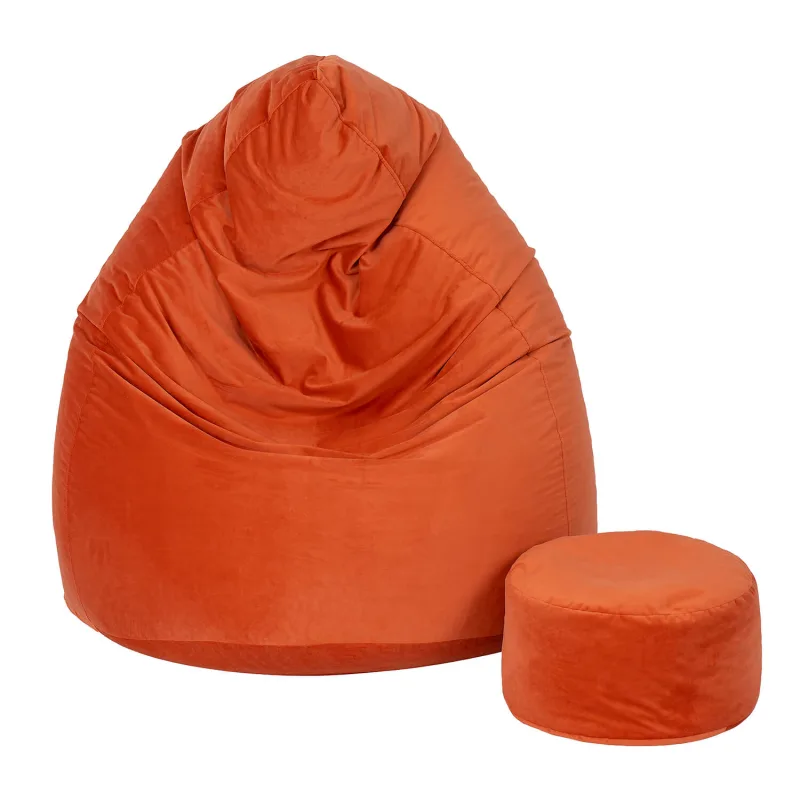 Toffel Sedací vak MAXI COMFORT Velúr 125x95 cm s podnožkou Vzor: Oranžová