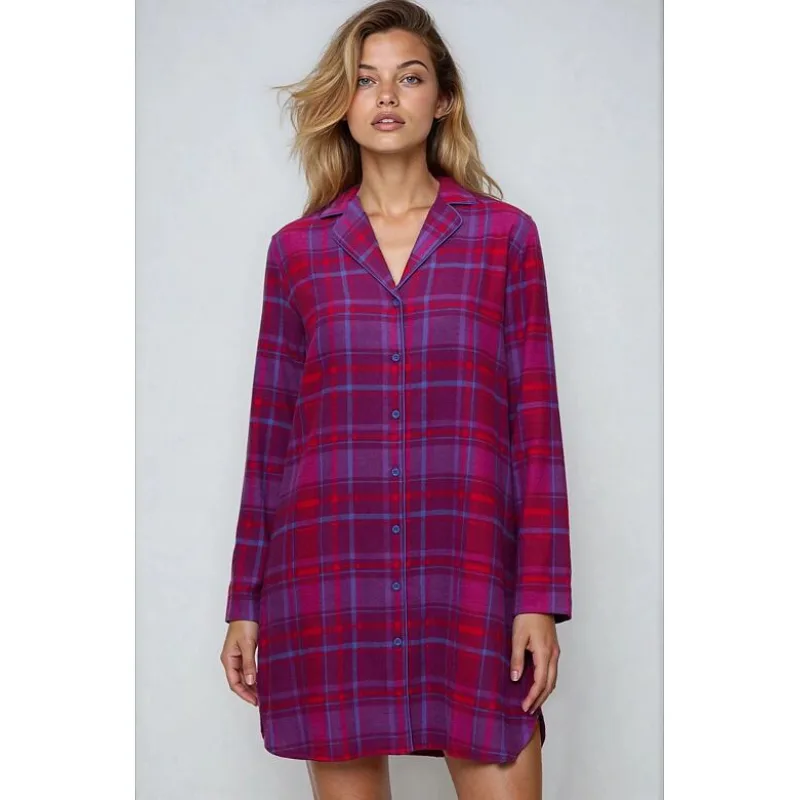 Flanelová nočná košeľa Boyfriend NDW 01 X Checks ružové káro XL