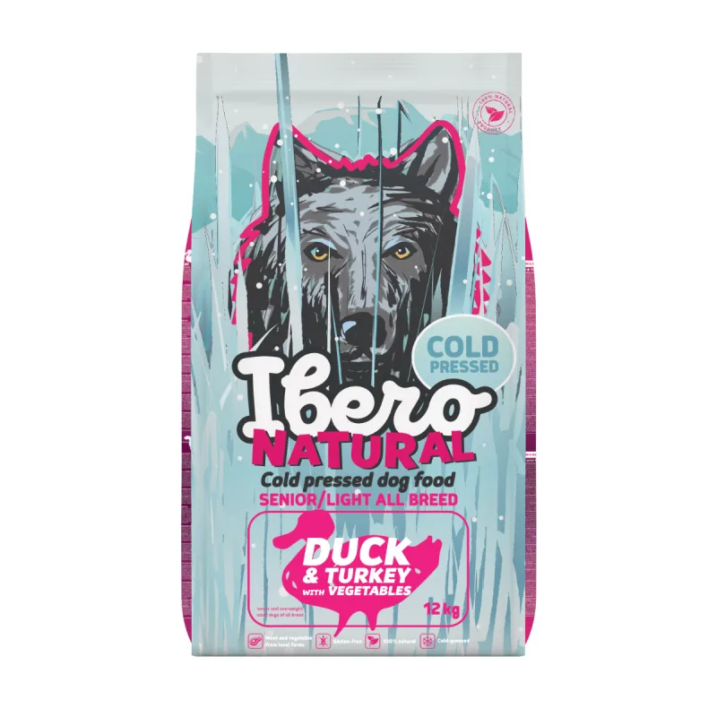 IBERO GF Ibero Cold Press Dog Senior/Light All Breed Duck & Turkey - 12kg