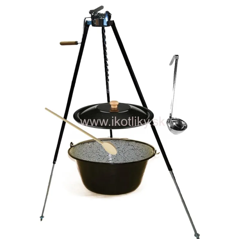 Smaltovaný kotlík 25L+ Teleskopický stojan s kladkou