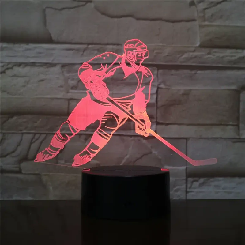 3Dmix 3DL-WD037 – 3D LED nočná lampa - Hokejista (Wood)