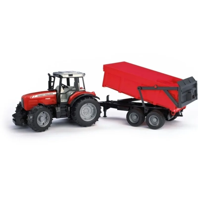 Bruder 2045 Traktor Massey Ferguson 7480 s přívěsem červený