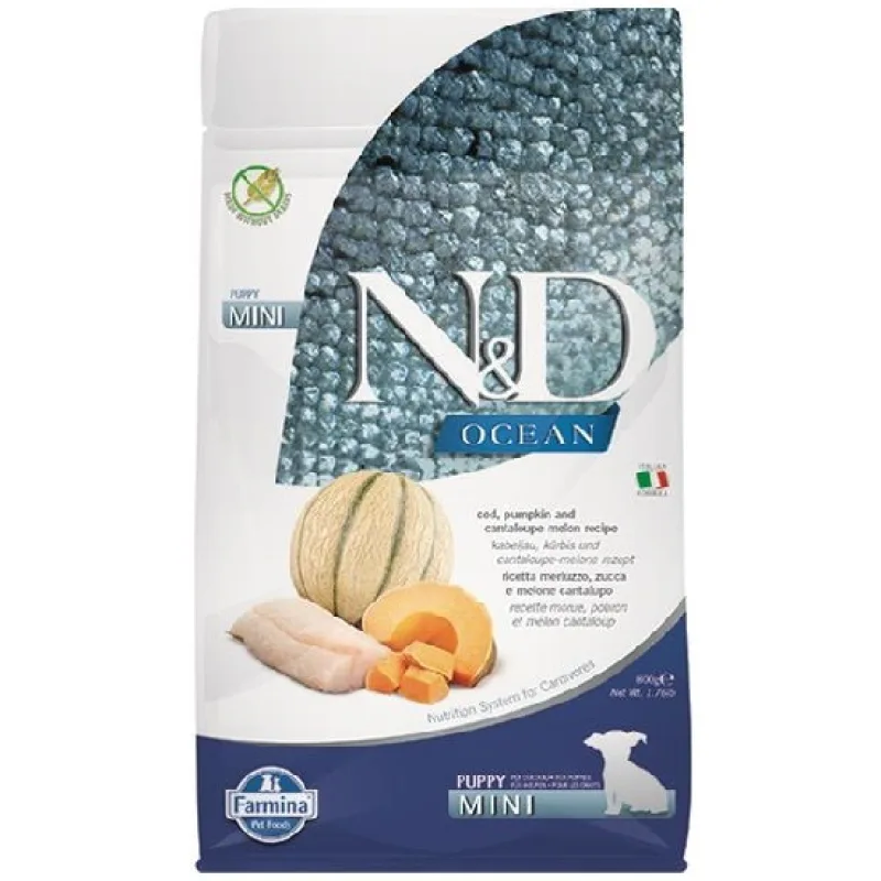 Farmina N&D dog OCEAN PUMPKIN (GF) puppy mini, cod & cantaloupe melon 0,8 kg