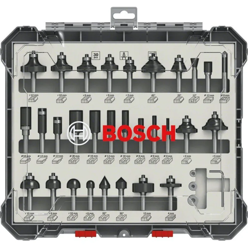 Sada fréz zmiešaných BOSCH 6 mm stopka, 30 dielna