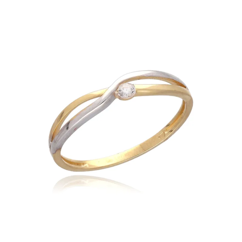 Prsten ze žlutého zlata BICOLOR MOISS RA005755, 60, 1.30 g