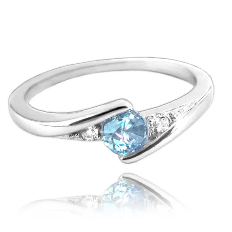 Elegantný strieborný prsteň s modrým zirkónom MINET JMAN0046BR, 57