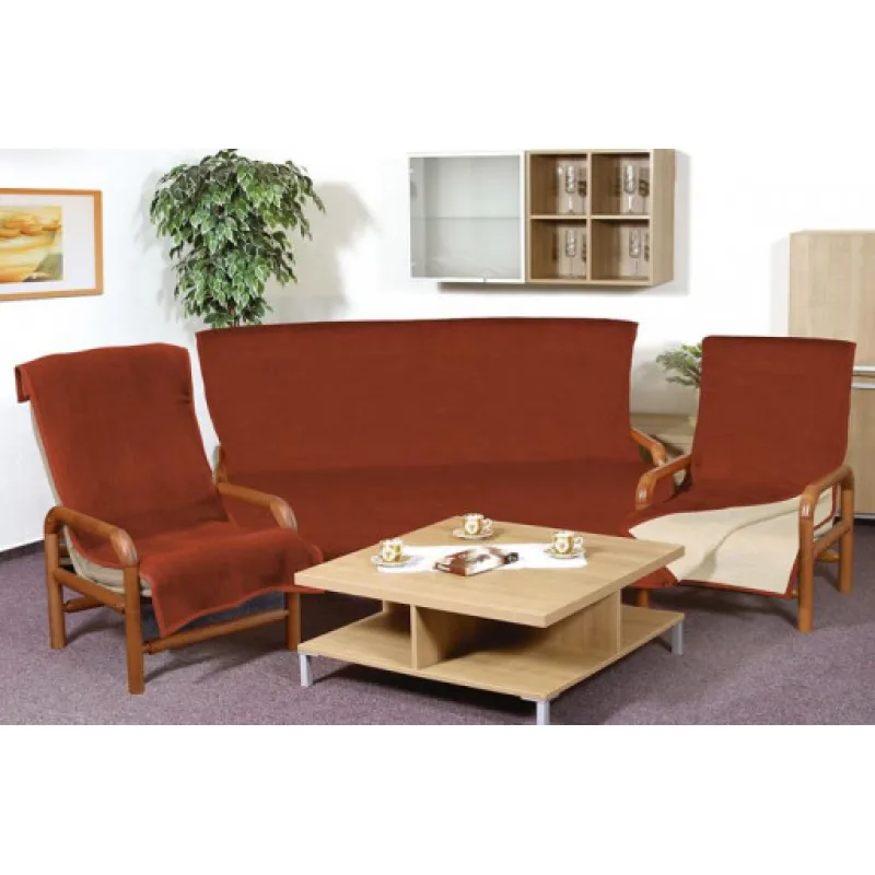 Bellatex Souprava KIRA PLUS 3+1+1 Terra/světle béžová - 1x 150x200+2x 65x150 cm