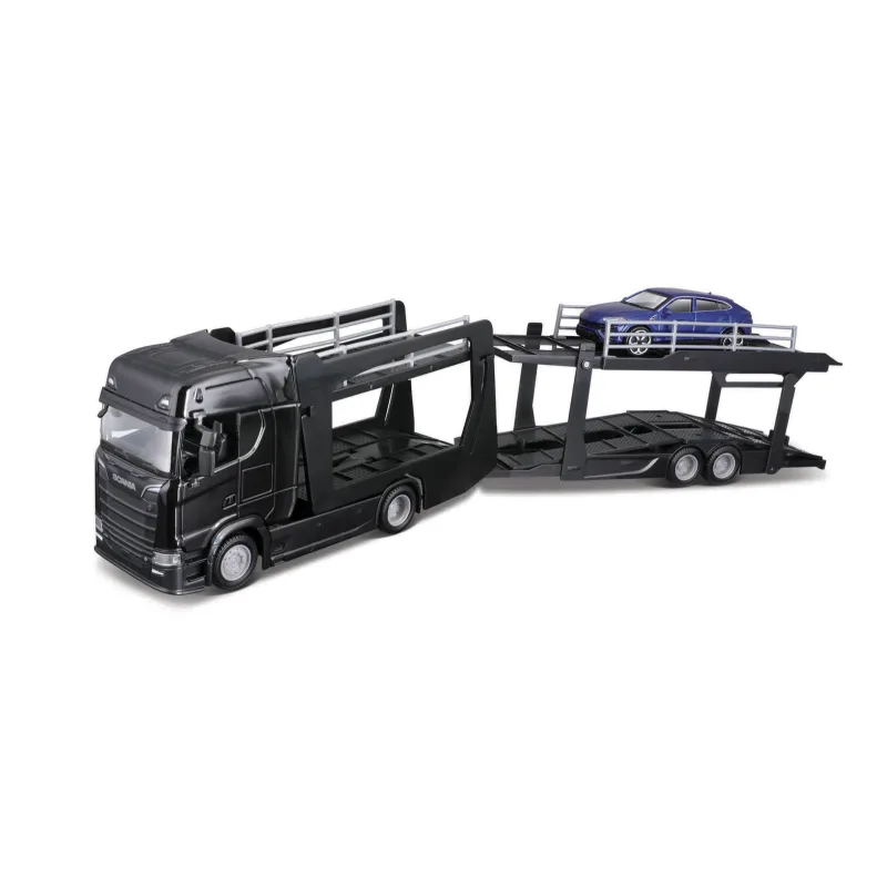 Bburago - STREET FIRE, Kamion s návěsem Multicar Carrier Scania 770S + Lamborghini Urus, 1:43