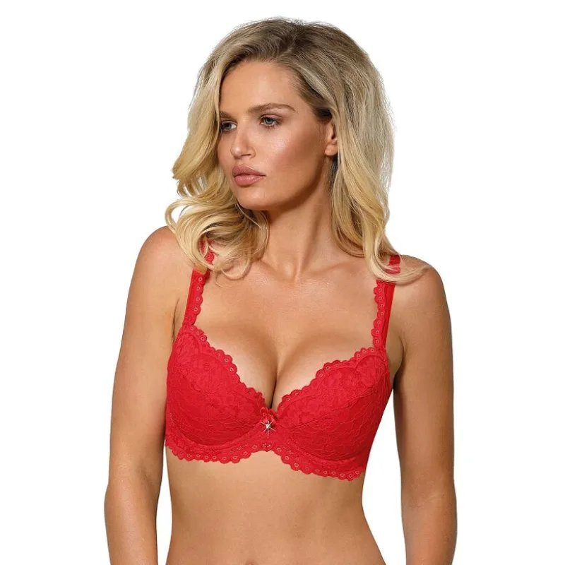 Čipkovaná Push-Up podprsenka Nevia červená 70C