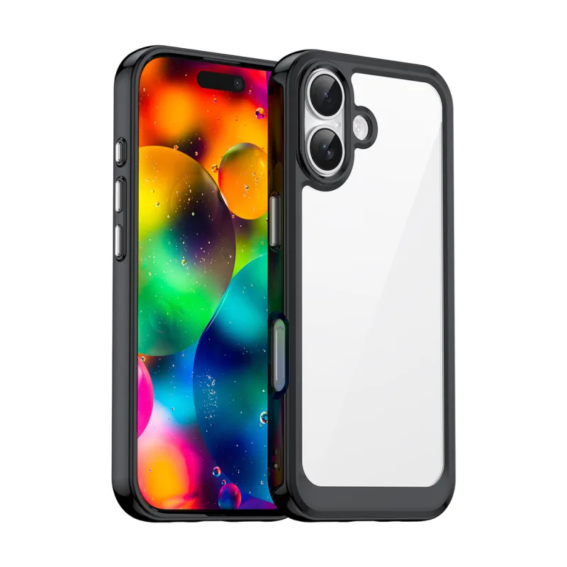 Puzdro Outer Space na iPhone 17 – čierne priehľadné