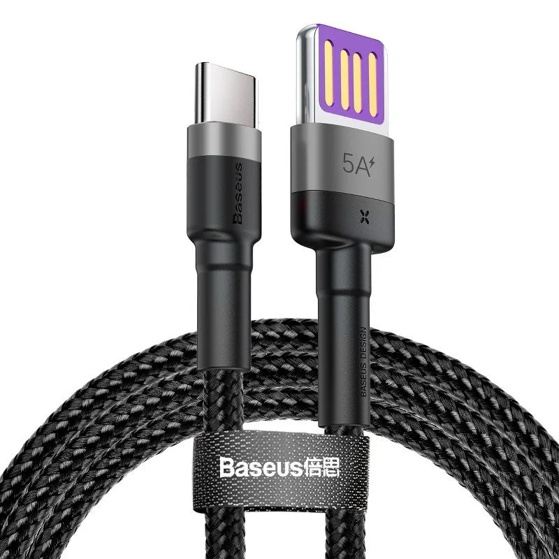 NONAME Baseus CATKLF-PG1 Cafule Quick Charging Datový Kabel USB Double Sided to USB 40W 1m Gray/Black 6953156293564