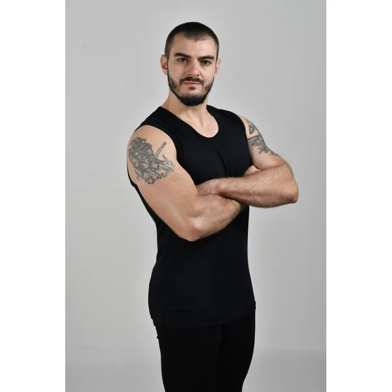 Bambusové tielko pánske - čierne - čierna sýta, XXXL