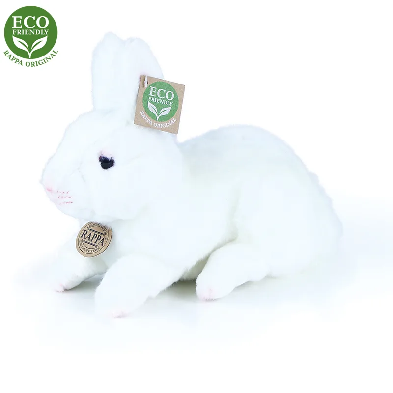 Rappa Plyšový králik biely ležiaci 23 cm ECO-FRIENDLY