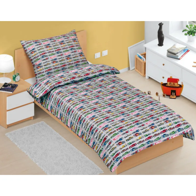 Bellatex Povlečení bavlna Junior, Formule šedá - 140x200, 70x90 cm