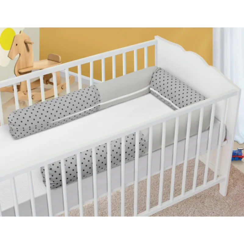 Bellatex Mantinel do dětské postýlky, Hvězdička šedá - průměr 12x240 cm
