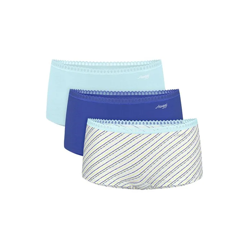 3pack organic nohavičiek SLOGGI GO CRUSH short modré L