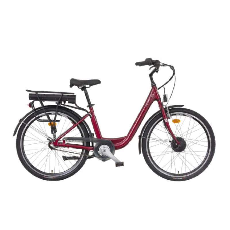 Liberty elektrokolo e-VIA 6 spd 26" přední motor, 36V/14Ah, 2025 rubínové, Přední vidlice Pevná