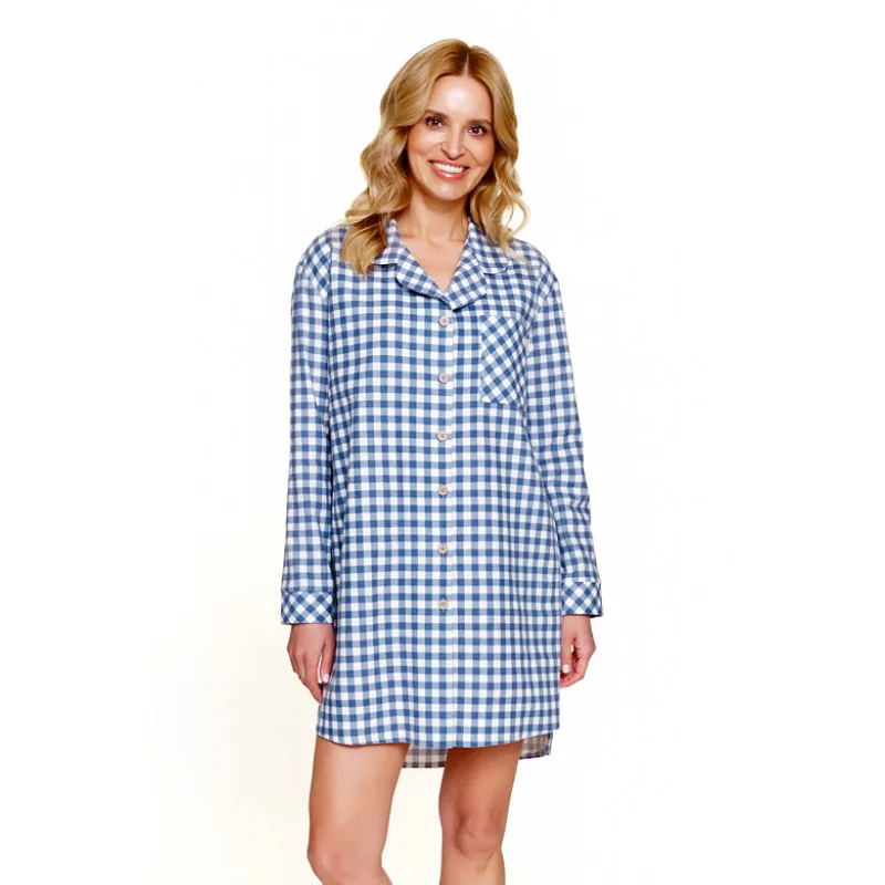 Flanelová nočná košeľa Lady Jane modrá károvaná XXL/3XL
