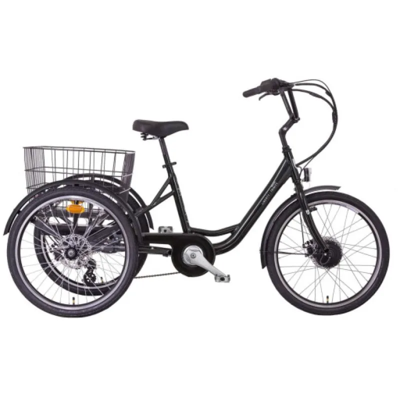 LIBERTY TRINITY Elektro trojkolka 24" 6spd Disk s diferenciálem, rám 18", černá, 36V 14Ah, LCD Displej Základní