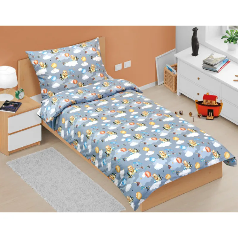Bellatex Povlečení bavlna Junior, Medvídek v letadle - 140x200, 70x90cm