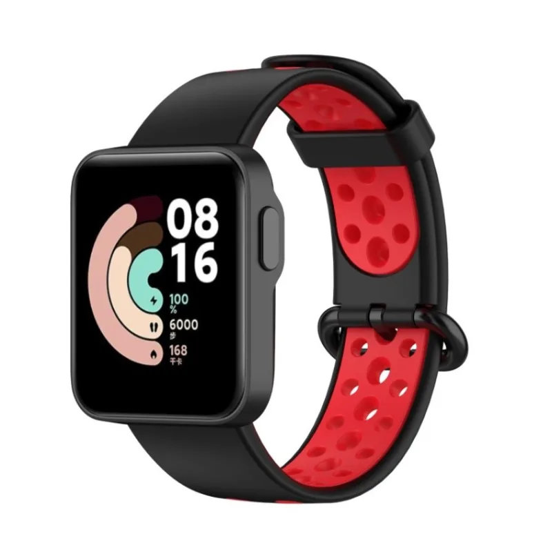Silikonový řemínek dírkovaný černočervený pro Xiaomi Mi Watch Lite ESES 1530002413